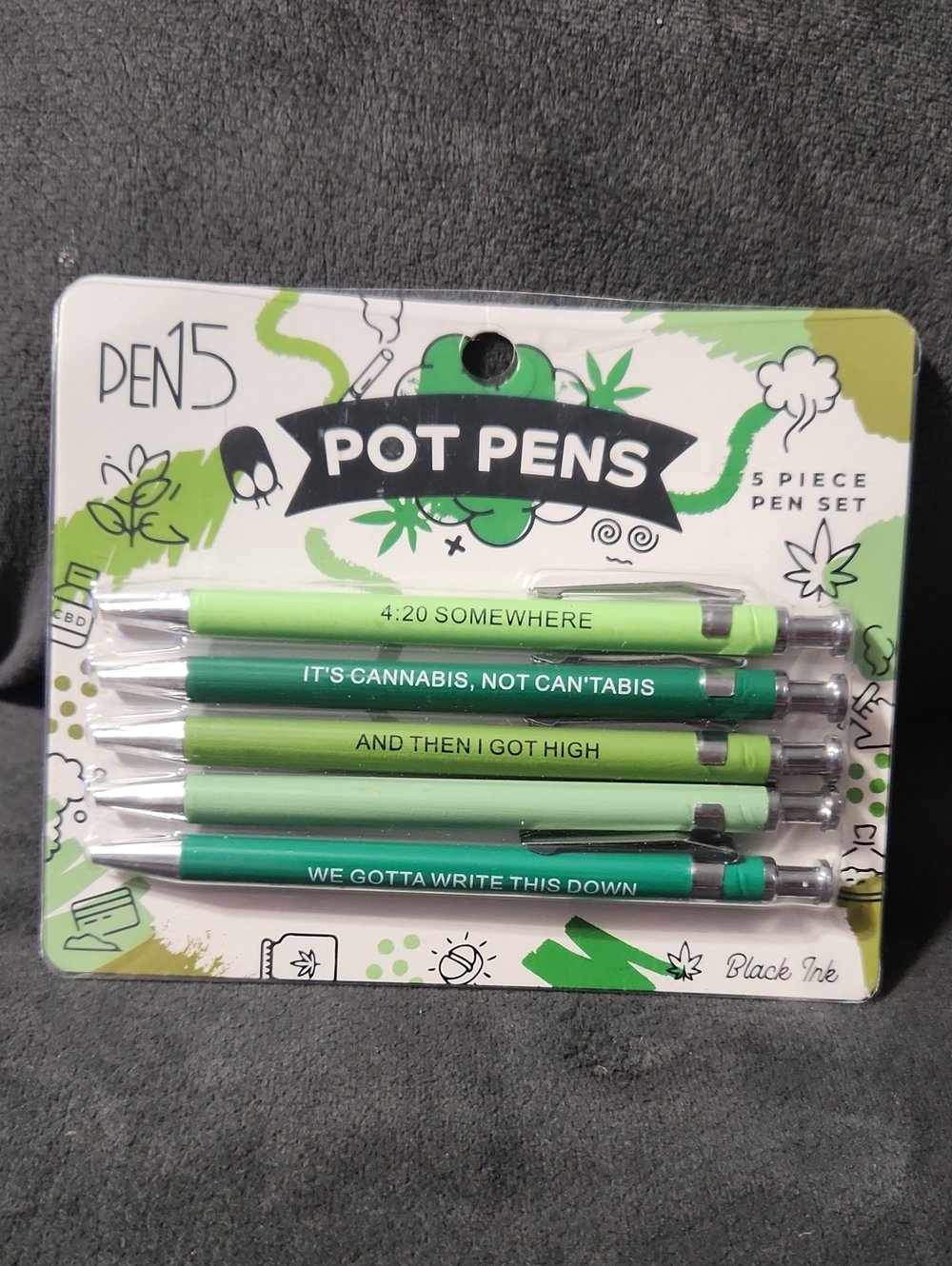 Pen15 Pot Pens 5 Piece Pen Set Green Funny Gift
